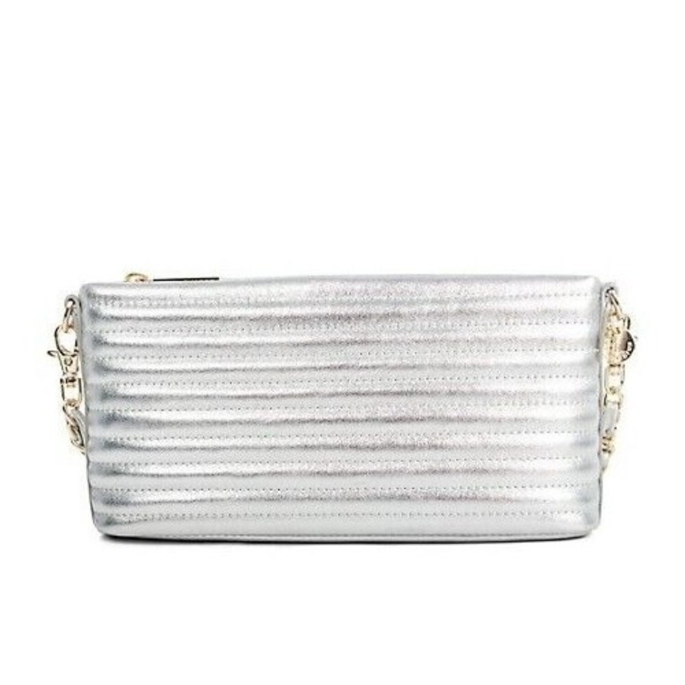 Authentic Celine Dion Collection Vibrato Crossbody Silver Quilted Leather Bag